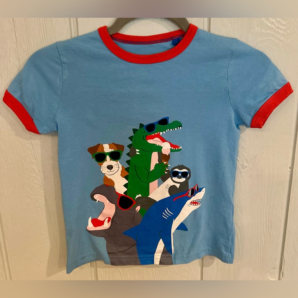 Mini Boden Blue Pajama Top with Fun Animal Print - FINAL PRICE